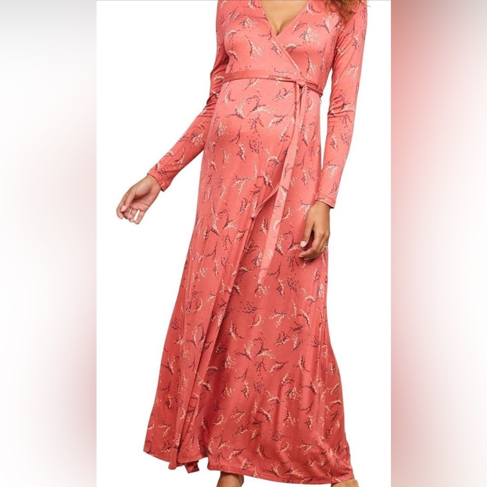 Motherhood maternity maxi length dress wrap style size LG